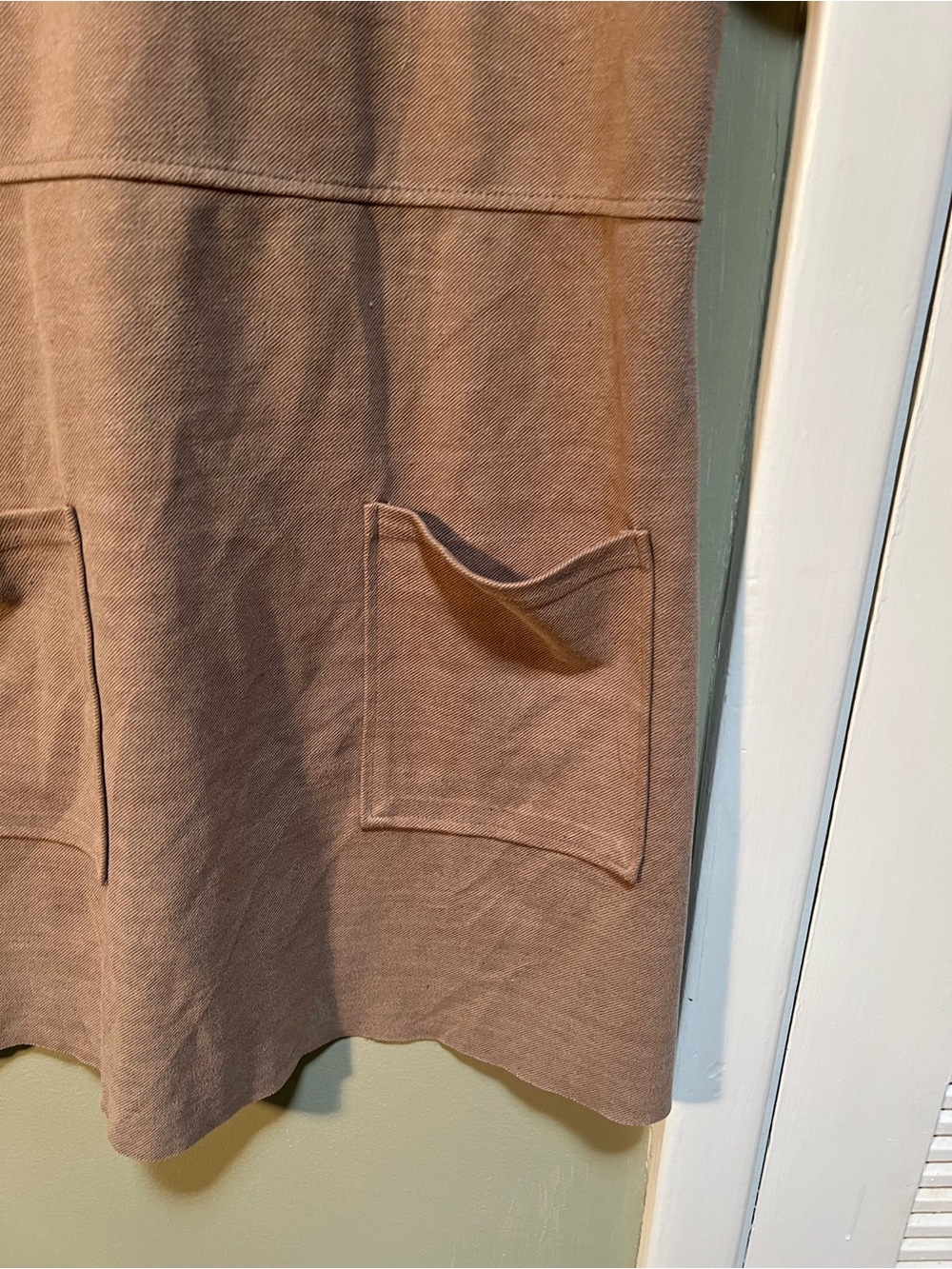 Zara Women’s Size Large Short Sleeve Shift Dress Tan Brown Sweatshirt Crewneck - Picture 5 of 10